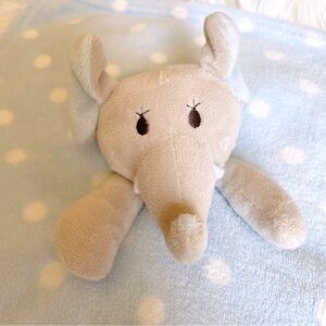Elephant Lovey - Security Blanket - Plush - Blue & White Polka Dots - Blankie